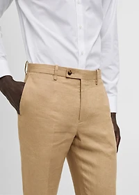 100% linen slim-fit suit pants