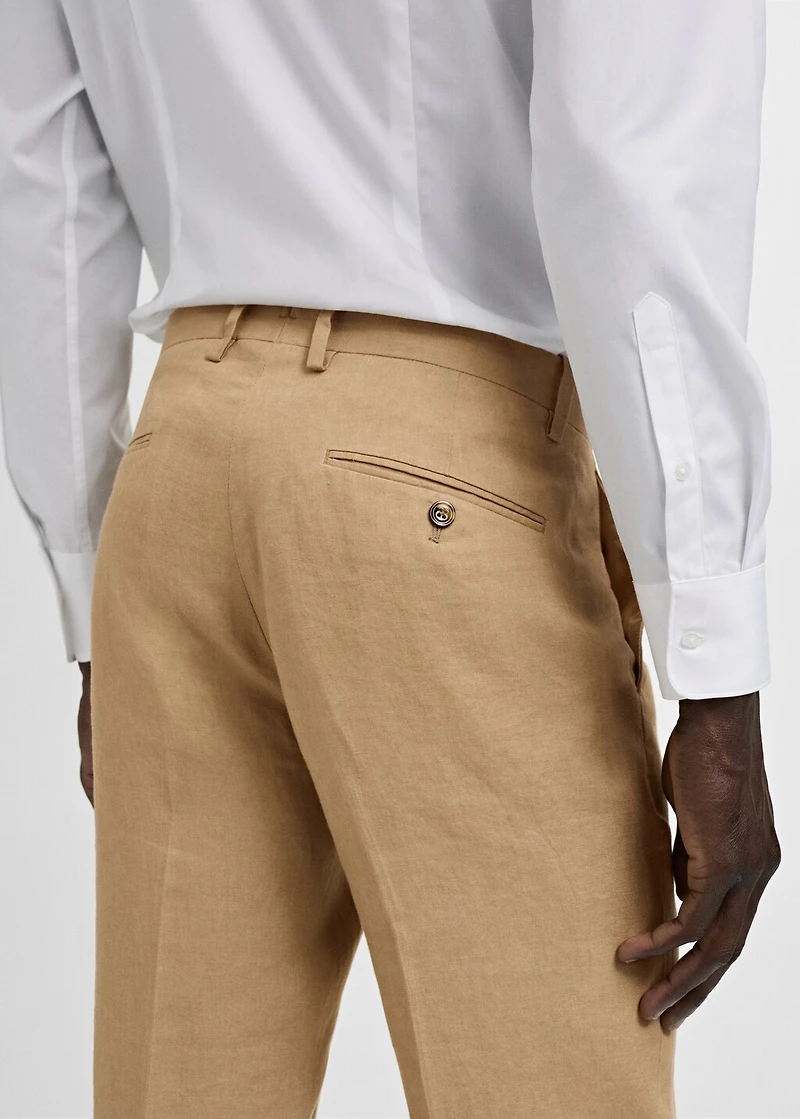 100% linen slim-fit suit pants