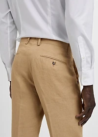 100% linen slim-fit suit pants