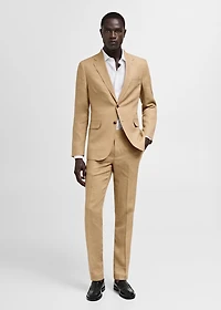 100% linen slim-fit suit pants