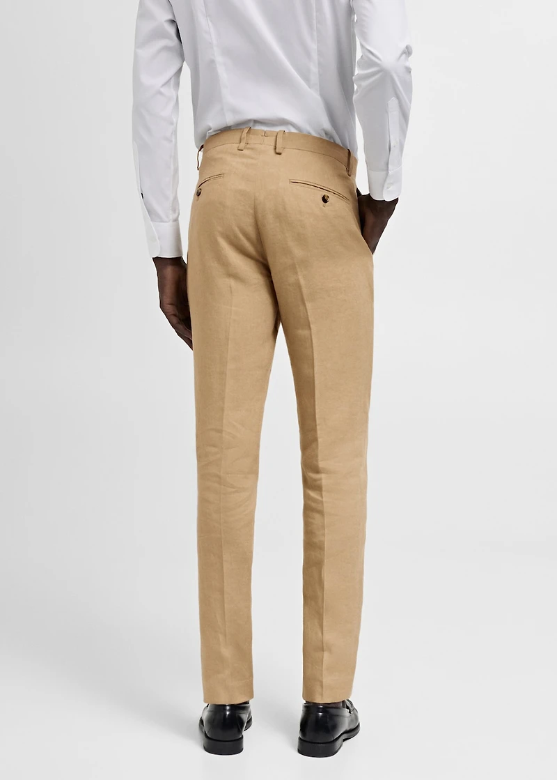 100% linen slim-fit suit pants