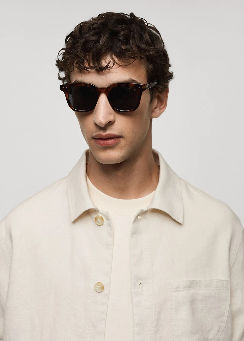 100% linen overshirt with pockets