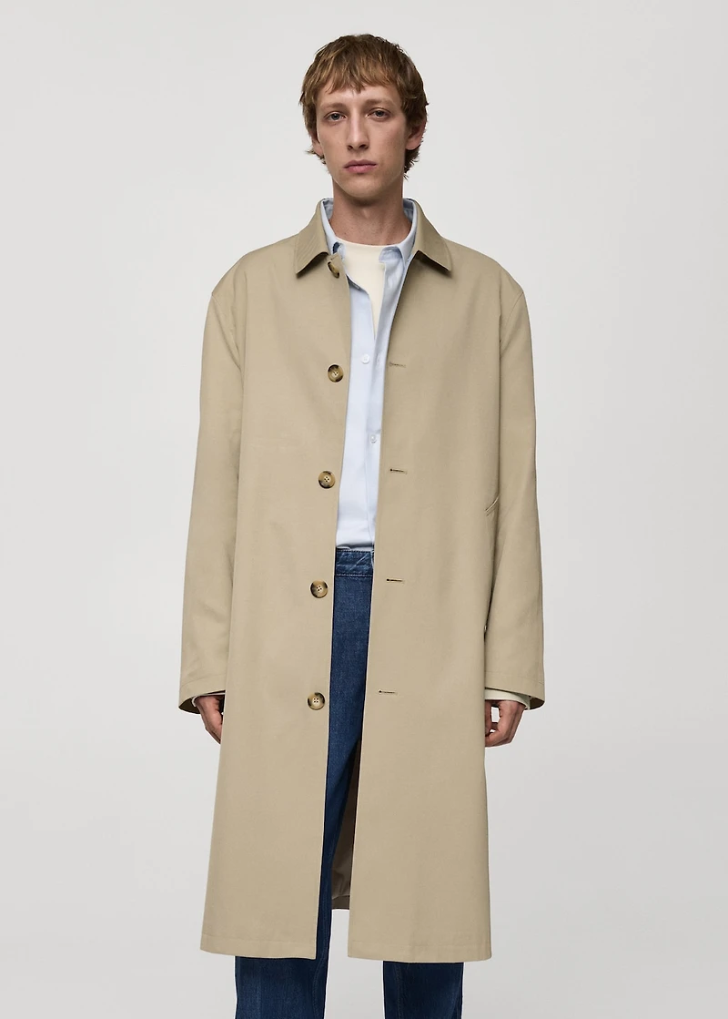 Relaxed-fit water-repellent trench coat