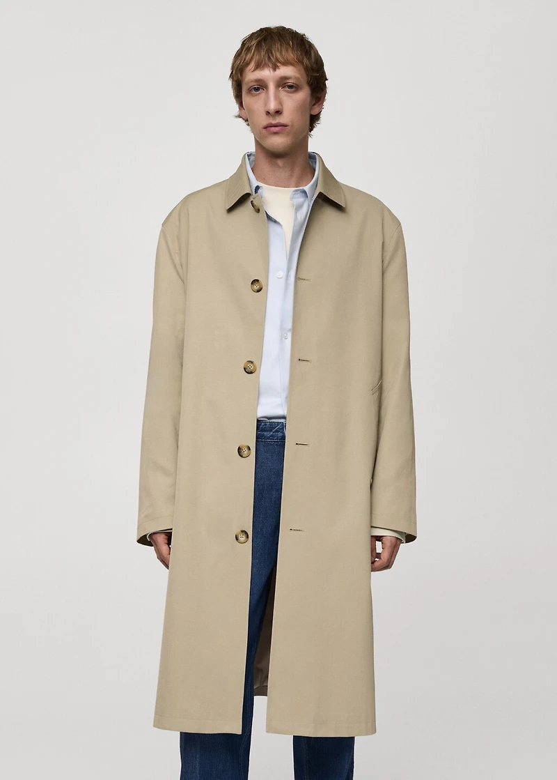 Relaxed-fit water-repellent trench coat