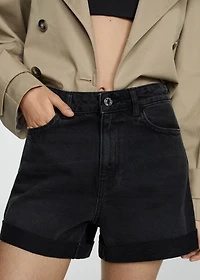 High-waisted mom-fit denim shorts