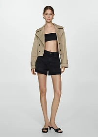 High-waisted mom-fit denim shorts