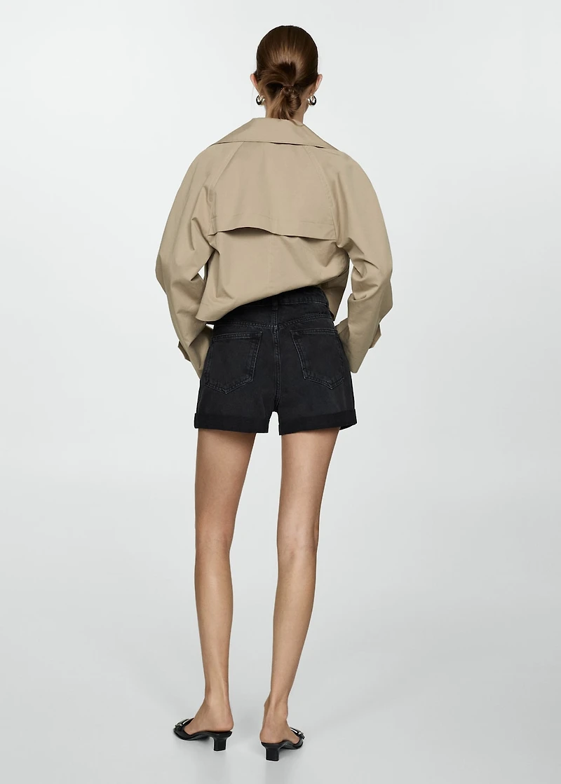 High-waisted mom-fit denim shorts