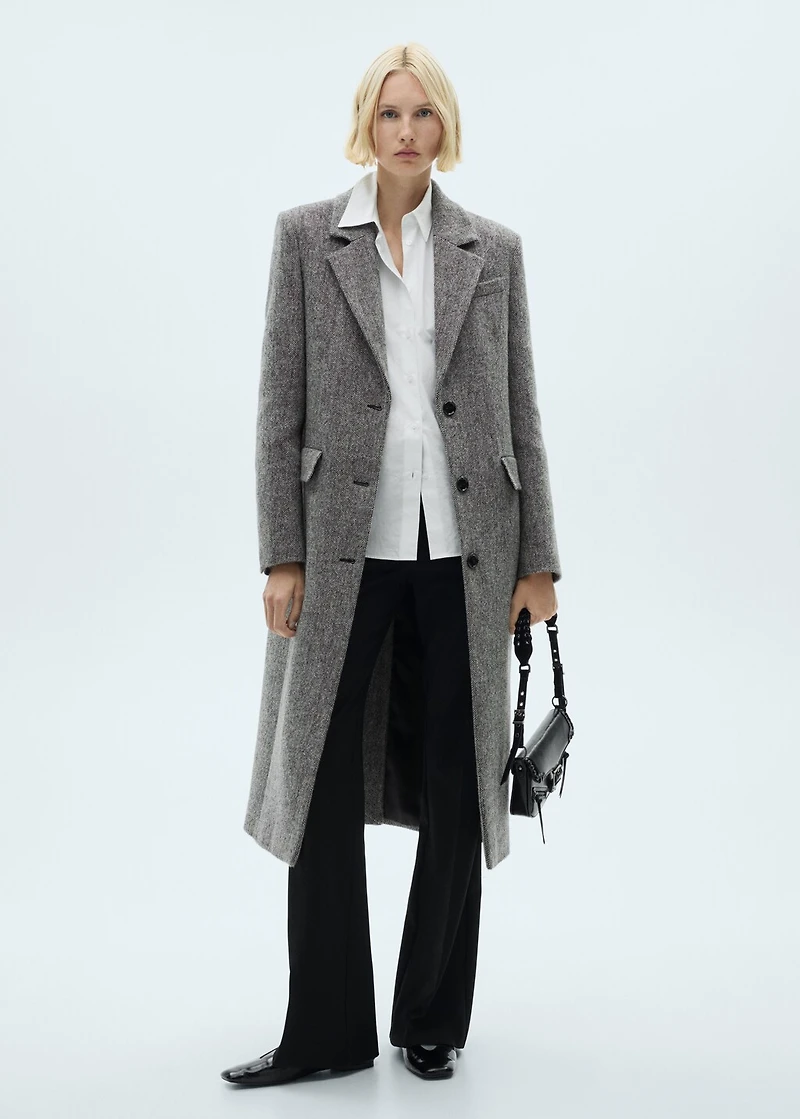 Flecked wool-blend coat