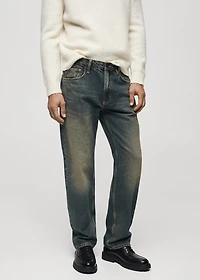 Straight-fit jeans with frayed effect