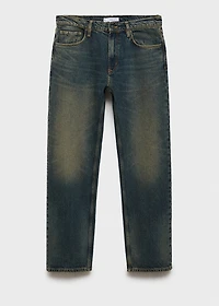 Straight-fit jeans with frayed effect