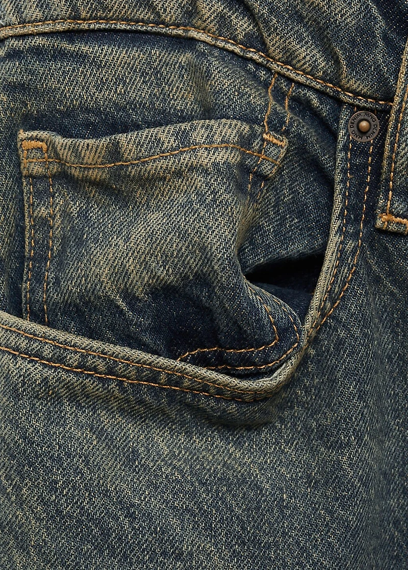 Straight-fit jeans with frayed effect