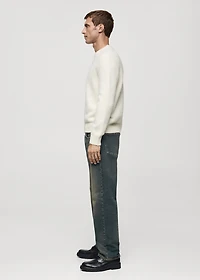 Straight-fit jeans with frayed effect