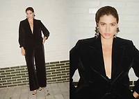 Structured velvet blazer