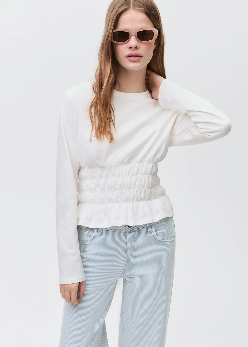 Striped culotte jeans