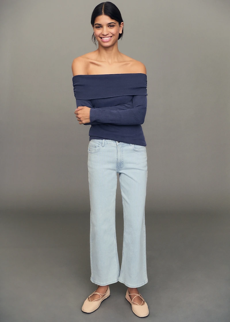 Striped culotte jeans