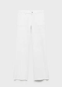 Wideleg low frayed hem jeans