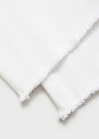 Wideleg low frayed hem jeans