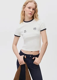 Cropped cotton T-shirt
