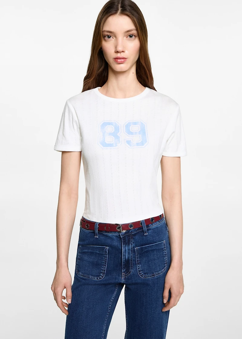 Cropped short-sleeved t-shirt