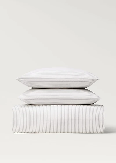 Cotton percale reversible striped duvet cover for / cm bed
