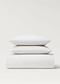 Cotton percale reversible striped duvet cover for / cm bed