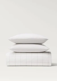 Cotton percale reversible striped duvet cover for / cm bed