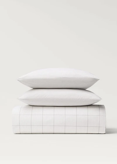 Cotton percale reversible striped duvet cover for 180/200 cm bed