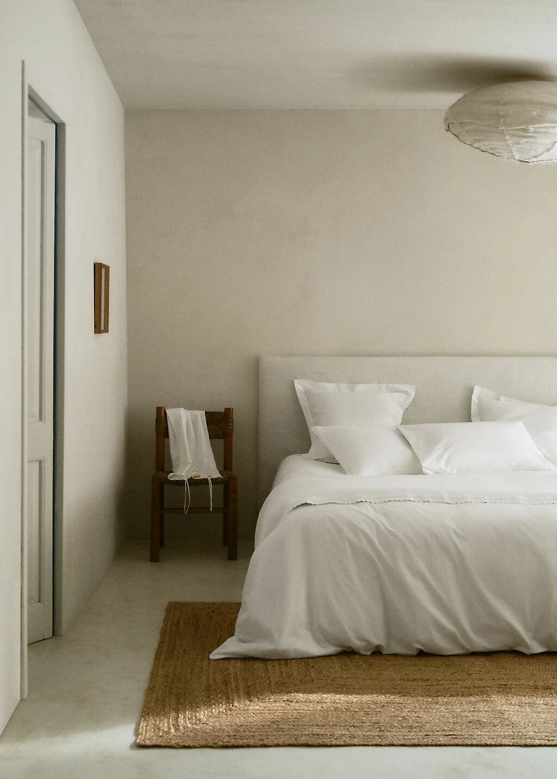 Cotton duvet cover with hand-embroidered flowers for 180/220 cm bed