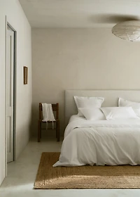 Cotton duvet cover with hand-embroidered flowers for 180/220 cm bed