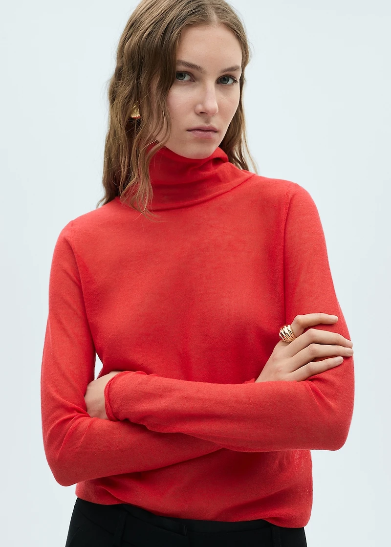 Semi-transparent turtleneck sweater