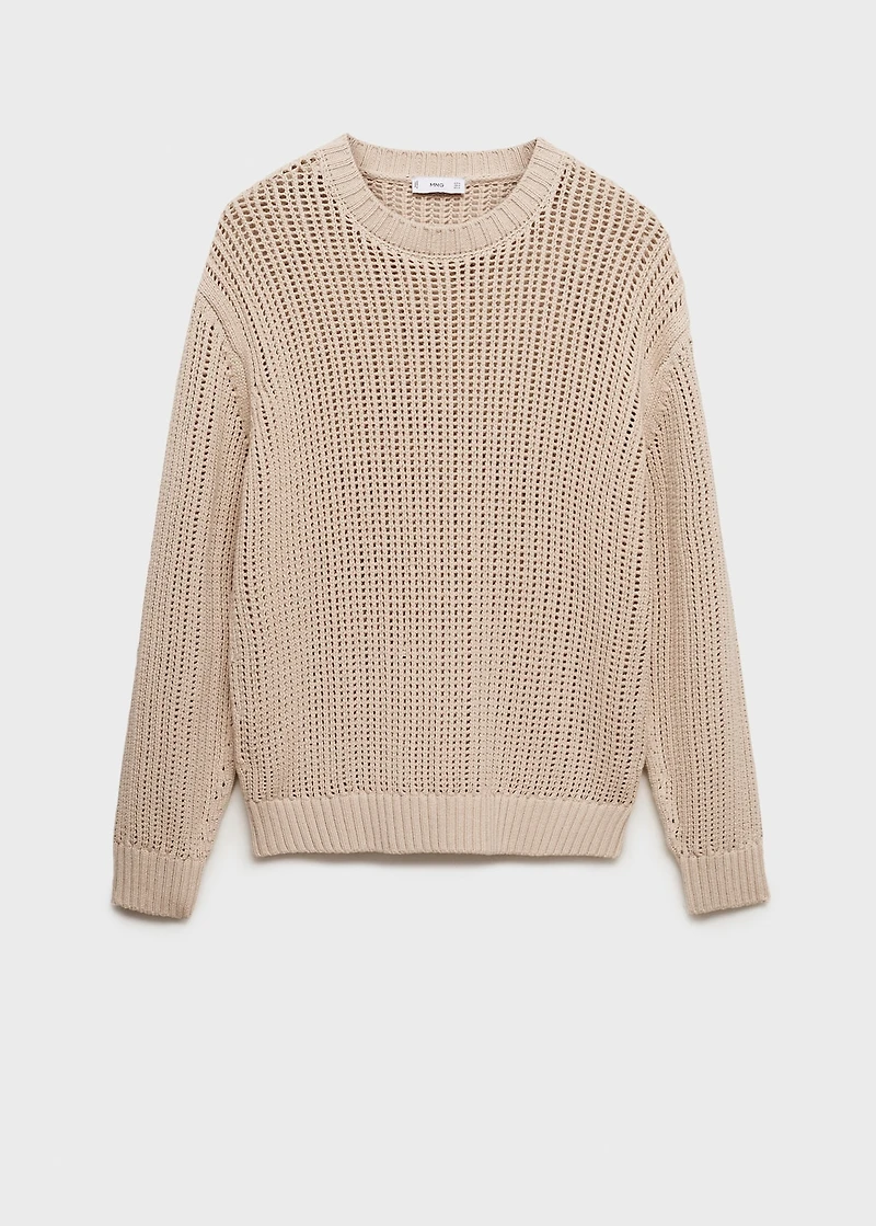 100% cotton knitted sweater with lace design