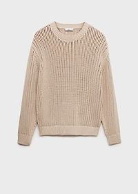 100% cotton knitted sweater with lace design