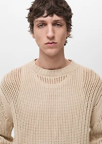 100% cotton knitted sweater with lace design