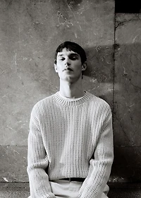 100% cotton knitted sweater with lace design