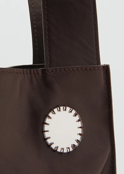 Double-handle leather bag with mirrors