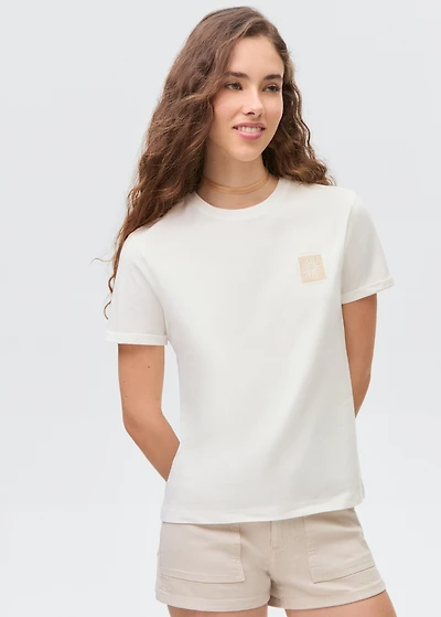 Printed cotton-blend t-shirt