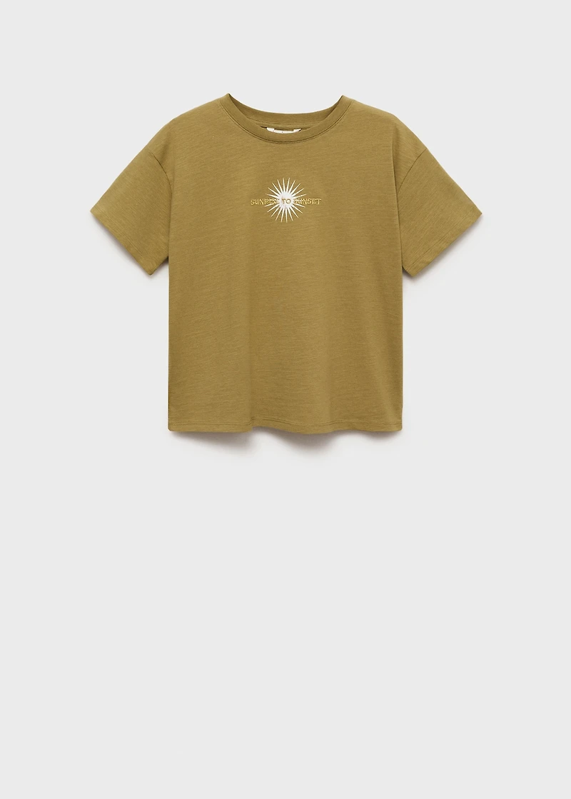 Embroidered cotton message t-shirt