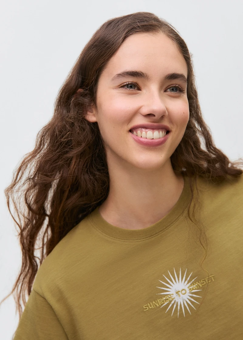 Embroidered cotton message t-shirt