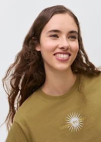 Embroidered cotton message t-shirt