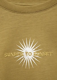 Embroidered cotton message t-shirt