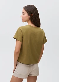 Embroidered cotton message t-shirt