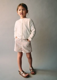 Striped denim shorts