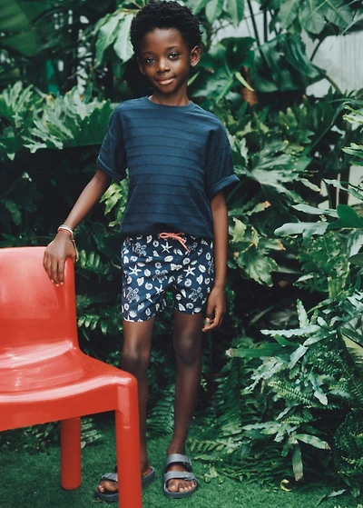 Marine-print swimsuit