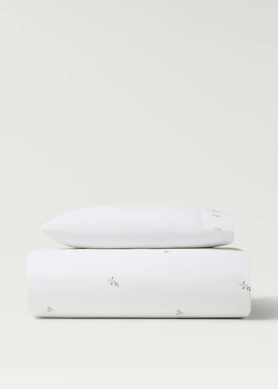 Cotton percale embroidered-flower children's duvet cover for 90 cm bed