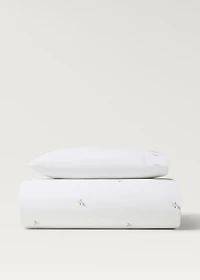 Cotton percale embroidered-flower children's duvet cover for 90 cm bed