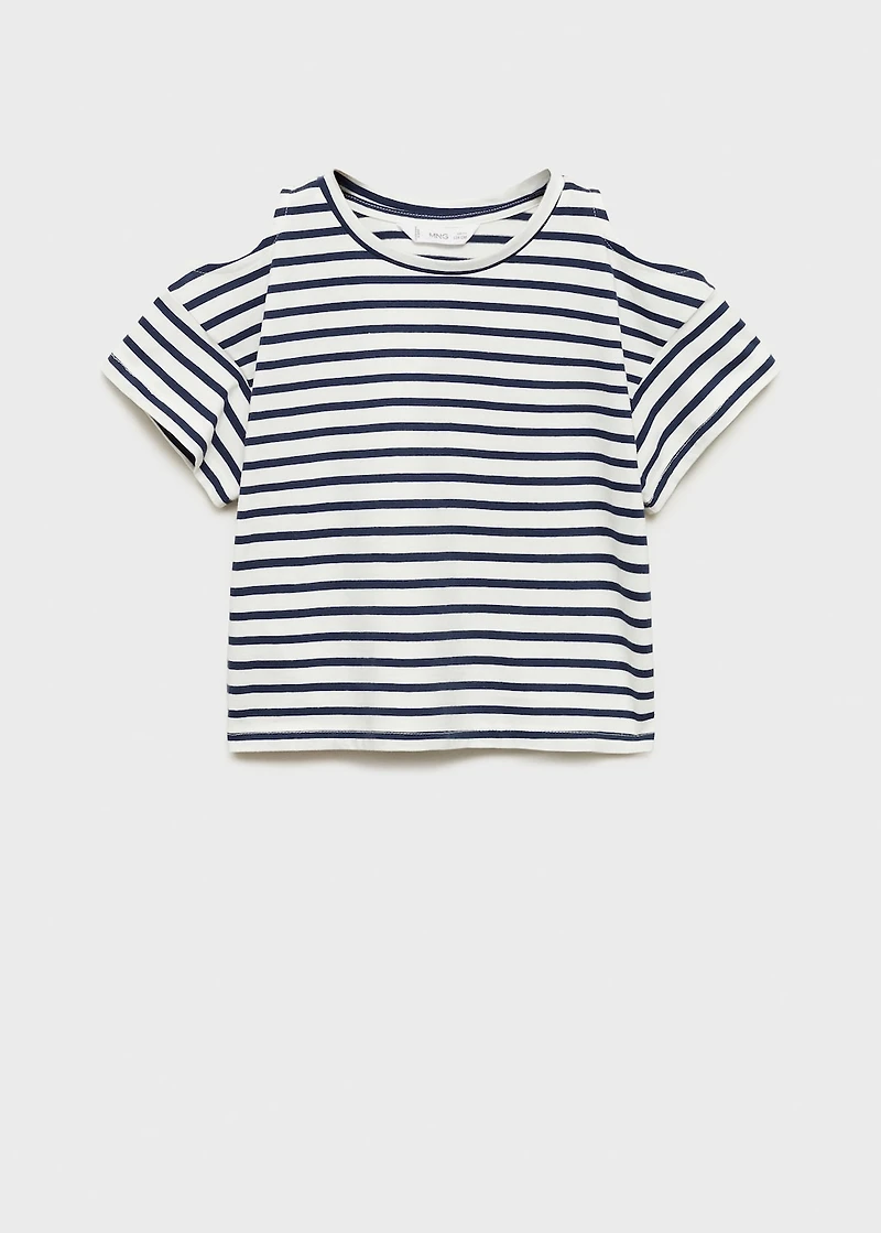 Cut-out t-shirt with striped shoulders