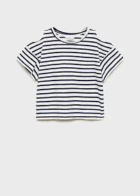 Cut-out t-shirt with striped shoulders