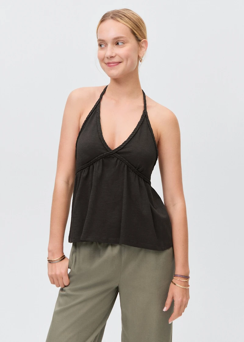 Straight linen-blend pants