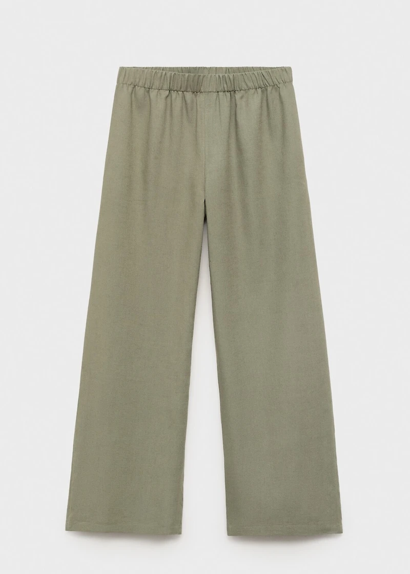 Straight linen-blend pants