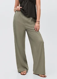 Straight linen-blend pants